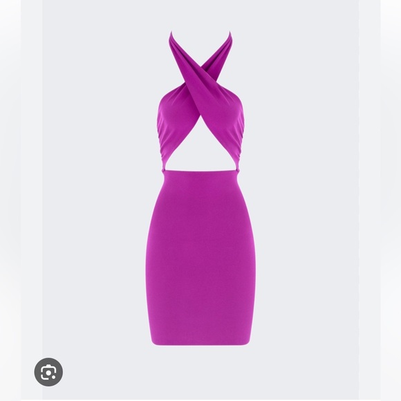 Zeynep Arcay Fuschia Halterneck Mini Knit Dress - Picture 4 of 4